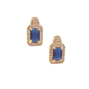 Halo Princess Cut 18kt Gold Fill Post Earring: Sapphire (EGP5884B) Earrings athenadesigns 