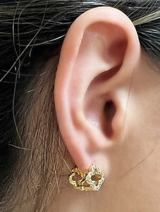 Clover Post Earrings: '3D" 18kt Gold Fill CZ (EGP458CLV) Earrings athenadesigns 