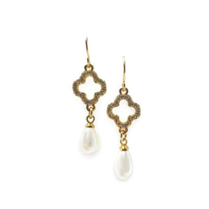 Open Clover and Pearl Drop Earring (ECG45038) Earrings athenadesigns 