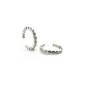 Cuff Earrings: Round Bezel Set Sterling or Gold Vermeil (EC_4650) Earrings athenadesigns Sterling Silver: EC4650 