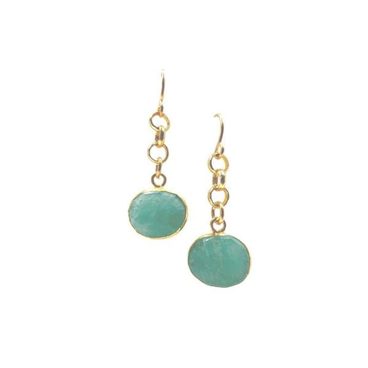 Electroformed Semi Precious Oval Earring: Amazonite (ECG7408AZ) Earrings athenadesigns 