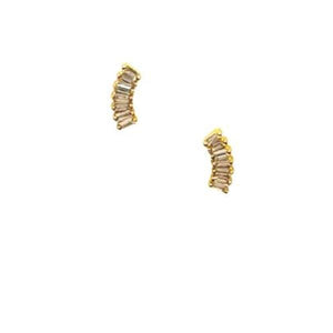 Delicate Curved CZ Gold Vermeil Post Earrings (EGP548) Earrings athenadesigns 