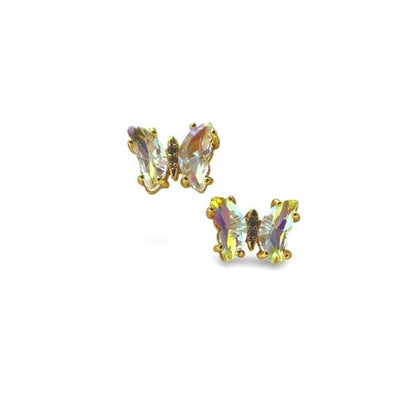 Glass Butterfly Stud Earrings: Clear AB (EGP5BFLYAB) Earrings athenadesigns 