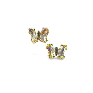 Glass Butterfly Stud Earrings: Clear AB (EGP5BFLYAB) Earrings athenadesigns 