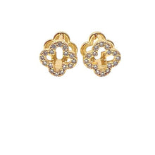 Load image into Gallery viewer, Clover Post Earrings: &#39;3D&quot; 18kt Gold Fill CZ (EGP458CLV) Earrings athenadesigns 
