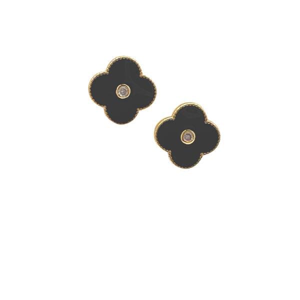 Clover Post Earrings: Enamel & 14kt Gold Fill With CZ Center: Blue (EGP45CLVX) Earrings athenadesigns 