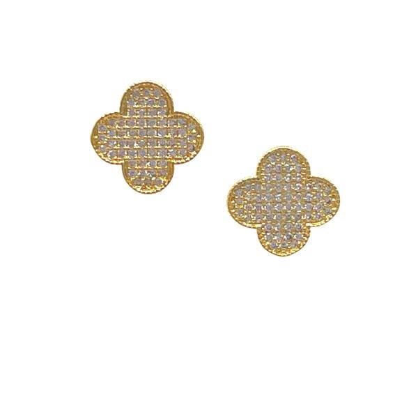 Clover: Gold Fill and CZ pave Post Earring (EGP48CLVR) Earrings athenadesigns 