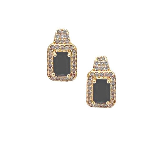 Halo Princess Cut 18kt Gold Fill Post Earring: Black (EGP5884X) Earrings athenadesigns 
