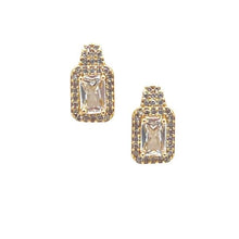 Load image into Gallery viewer, Halo Princess Cut 18kt Gold Fill Post Earring: Clear (EGP5884C) Earrings athenadesigns 
