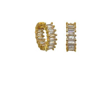 Load image into Gallery viewer, Hoops: CZ Baguettes Set in 18kt Gold Fill (EGH584) Earrings athenadesigns 
