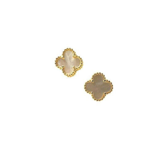 Clover: Small Gold Vermeil Post Earring: Black (EGP478MOPS) Earrings athenadesigns 