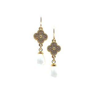 Clover and Pearl Drop Earring (ECG45538) Earrings athenadesigns 