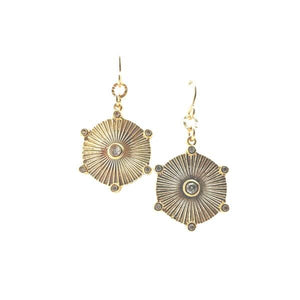 6 Pointed Gold Plated & CZ Charm Earrings: (ECG46445) Earrings athenadesigns 