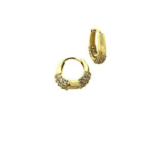 Hoop: Oval Gold Plated and Cz Hoop ((EGH4580) Earrings athenadesigns 