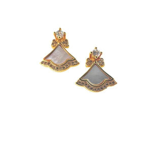 Gingko Leaf Mother of Pearl and CZ Post Earrings (EGP485MOP) Earrings athenadesigns 