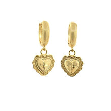Load image into Gallery viewer, Hoops: Cross in Heart Charm Earrings (EGH64CRS) Earrings athenadesigns 
