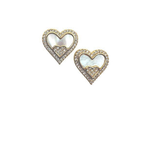 Hearts: Mother of Pearl and CZ Heart in Heart Earrings (EGP465MOP) Earrings athenadesigns 