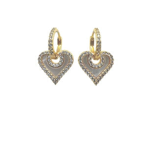 Mother of Pearl & CZ Heart Hoop Earrings (EGH465MOP) Earrings athenadesigns 