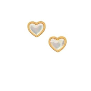 Mother of Pearl and Gold Vermeil Heart Post Earrings (EGP43HRT) Earrings athenadesigns 