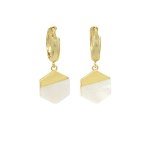 Mother of Pearl Hexagonal Earrings (EGH48MOP) Earrings athenadesigns 