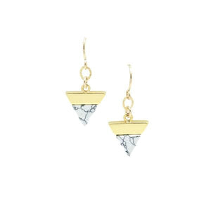 Triangle Stone Earring : Howlite (ECG7804HW) Earrings athenadesigns 