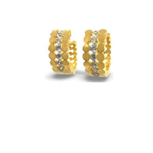 Load image into Gallery viewer, Hoops: 3 Row Gold Vermeil and CZ Hoop Earrings (EGH4405) Earrings athenadesigns 
