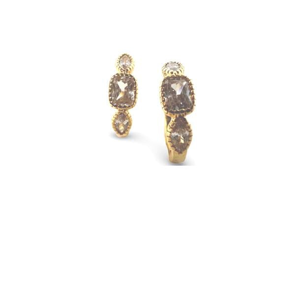 Hoop: Gold Vermeil with 3 Abstract CZ's (EGH4555) Earrings athenadesigns 