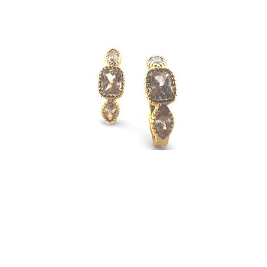Hoop: Gold Vermeil with 3 Abstract CZ's (EGH4555) Earrings athenadesigns 