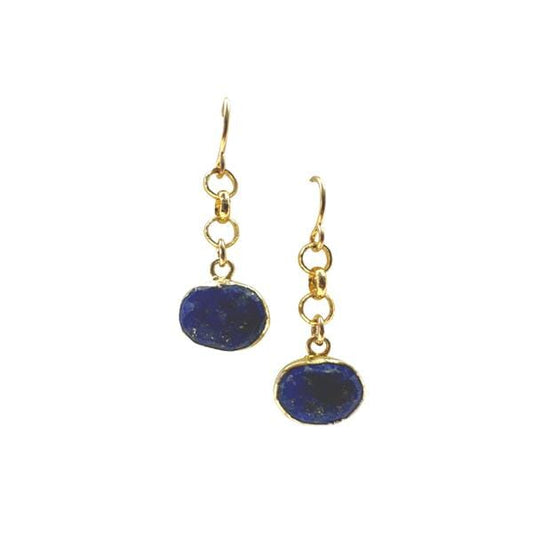 Electroformed Semi Precious Oval Earring: Lapis (ECG7408LP) Earrings athenadesigns 