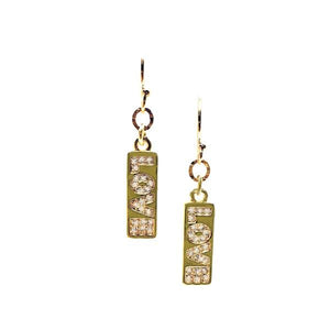 CZ & 18kt Gold Fill Love Tag Earrings (ECG485LOV) Earrings athenadesigns 