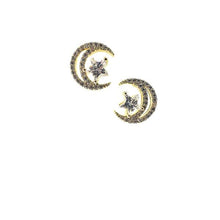 Load image into Gallery viewer, Celestial: Crescent Moon and Star Stud Earring (EGP455MNST) Earrings athenadesigns 

