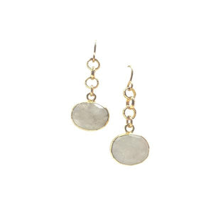 Electroformed Semi Precious Oval Earring: Moonstone (ECG7408MN) Earrings athenadesigns 