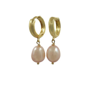 Hoop: Rice pearl on Gold Fill Earrings: Natural Color (EGH340PK) Earrings athenadesigns 