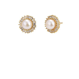 Pearl and CZ 18kt Gold Fill Post Earrings (EGP3654) Earrings athenadesigns 