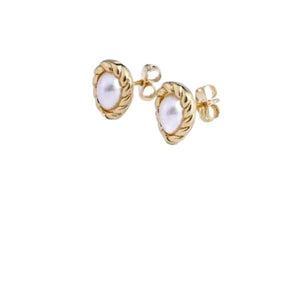 Pearl Set in 'Twist' Gold Fill Setting: Post Earring (EGP438) Earrings athenadesigns 