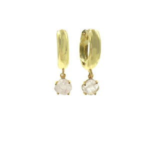 Hoop Earring With 6mm Rose Quartz Stone (EGH740RQ) Earrings athenadesigns 
