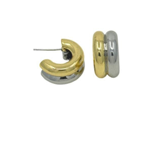 Two Row 'Tube" Shaped Post Gold & Silver Plated Earring (EGSP4400) Earrings athenadesigns 