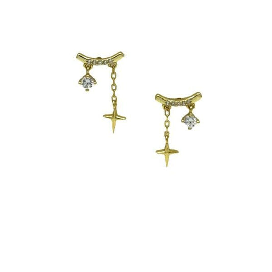 Stud Earring: Bar With CZ and Star Drops (EGP445) Earrings athenadesigns 