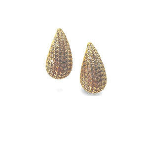 Plated Large Gold CZ Teardrop Post Earring: Gold or Silver (EGP4558) Earrings athenadesigns Gold Plated: EGP4558 