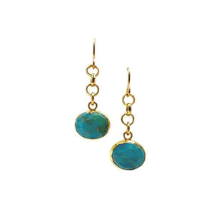 Electroformed Semi Precious Oval Earring: Turquoise (ECG7408TQ) Earrings athenadesigns 