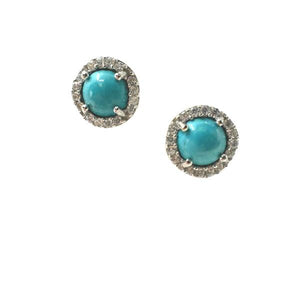 Stud: Turquoise With a CZ Halo Sterling (ESP754TQ) Earrings athenadesigns 