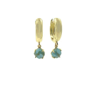 Hoop Earring With 6mm Turquoise Stone (EGH740TQ) Earrings athenadesigns 
