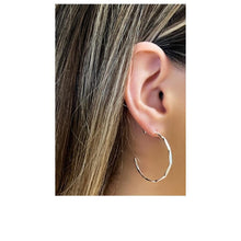 Load image into Gallery viewer, Hoops With Post: &quot;Bamboo&quot; Pattern: Sterling Silver (EHP400) Earrings athenadesigns 
