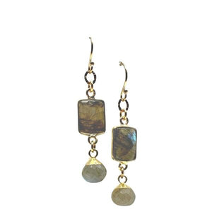 Gold Vermeil Rectangles & 'Onions' on Gold Fill Ear Wires: Labradorite (ECG4867LD) Earrings athenadesigns 