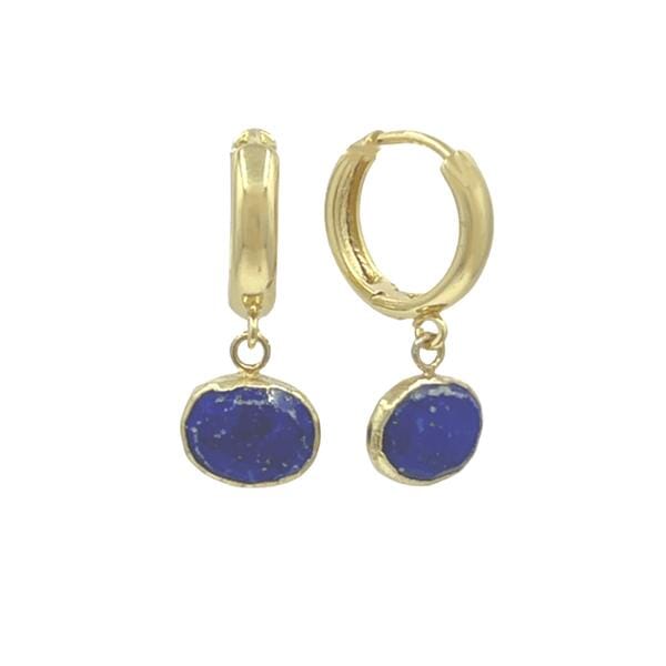 Hoops: With Bezel Set Gemstones: Lapis (EGH7408LP) Earrings athenadesigns 