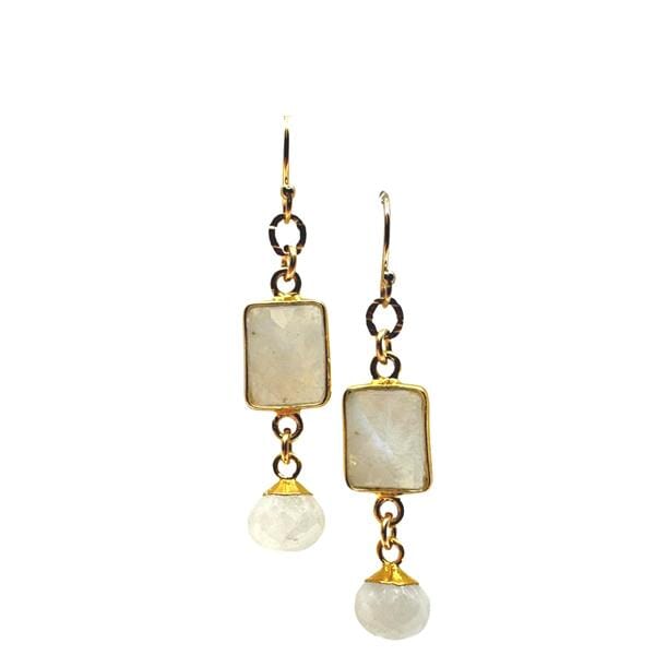 Gold Vermeil Rectangles & 'Onions' on Gold Fill Ear Wires: Moonstone (ECG4867MN) Earrings athenadesigns 