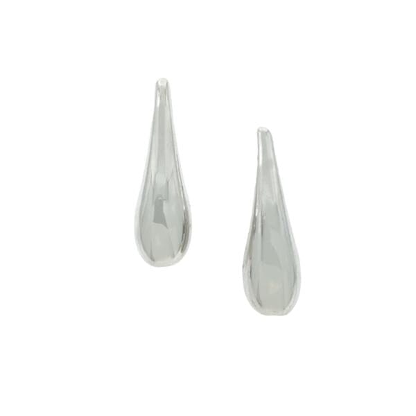 Long Plated Teardrop Post Earring: Silver (EP4008) Earrings athenadesigns 