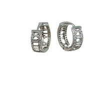 Load image into Gallery viewer, Hoops: &#39;Roman Numeral&#39; Sterling Silver and CZ Hoop Earrings (EH4454) Earrings athenadesigns 

