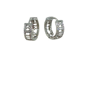Hoops: 'Roman Numeral' Sterling Silver and CZ Hoop Earrings (EH4454) Earrings athenadesigns 