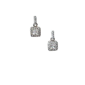 Bar & Square Sterling & CZ Post Earrings (ESP5584) Earrings athenadesigns 